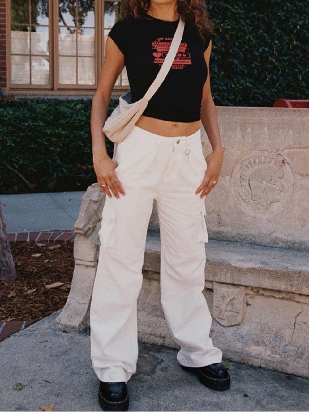 NWT Princess Polly Paige Mid Rise White Cargo Pants